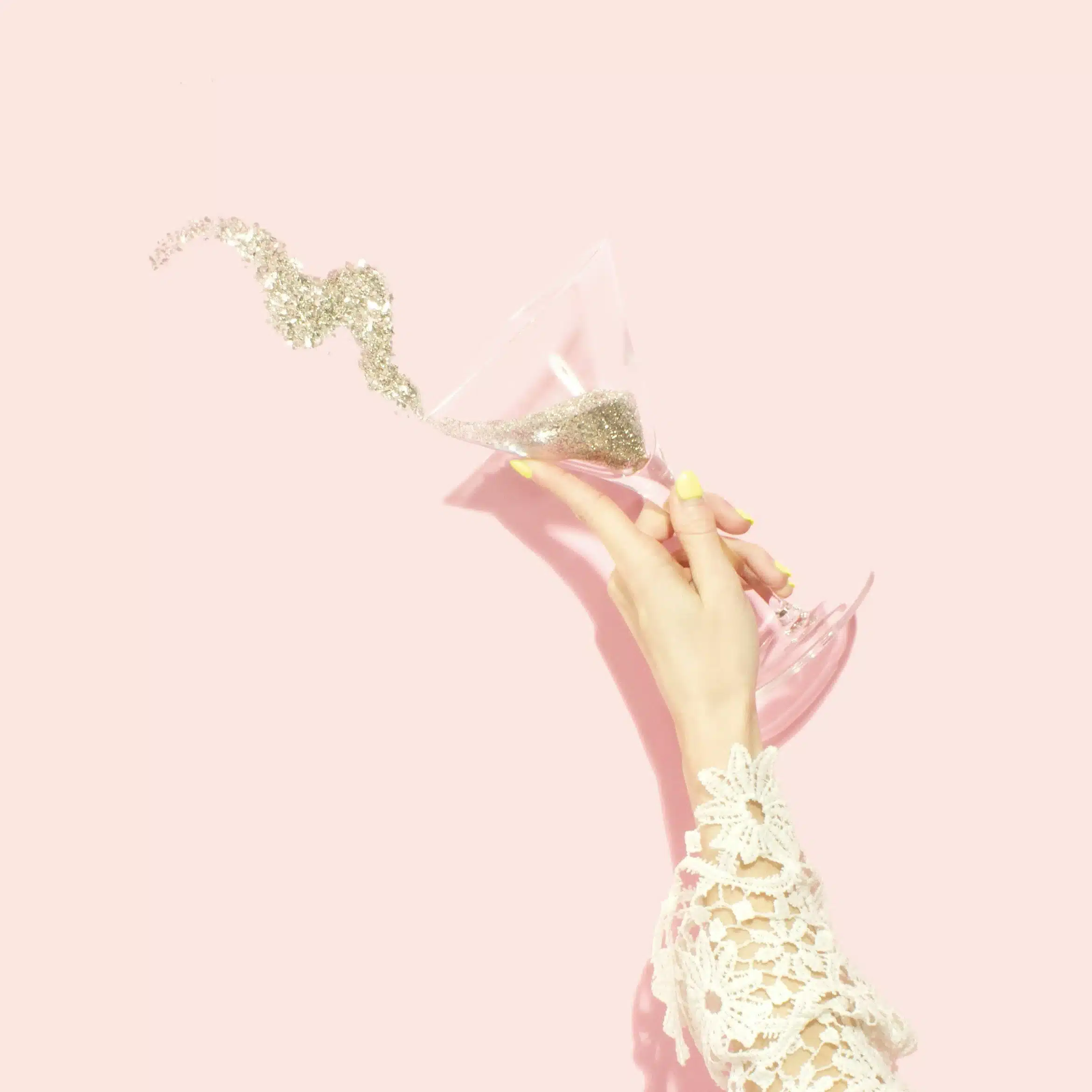 Martini Glass Spilling Gold Glitter